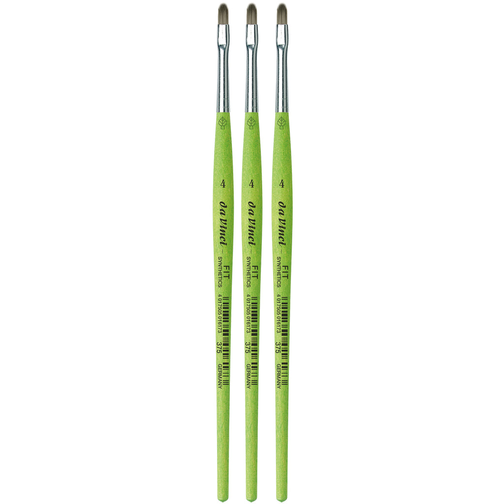 FIT Synthetics Student Brush, Synthetic, Acrylic & Tempera, Filbert, Series 375, Size 4, Pack of 3