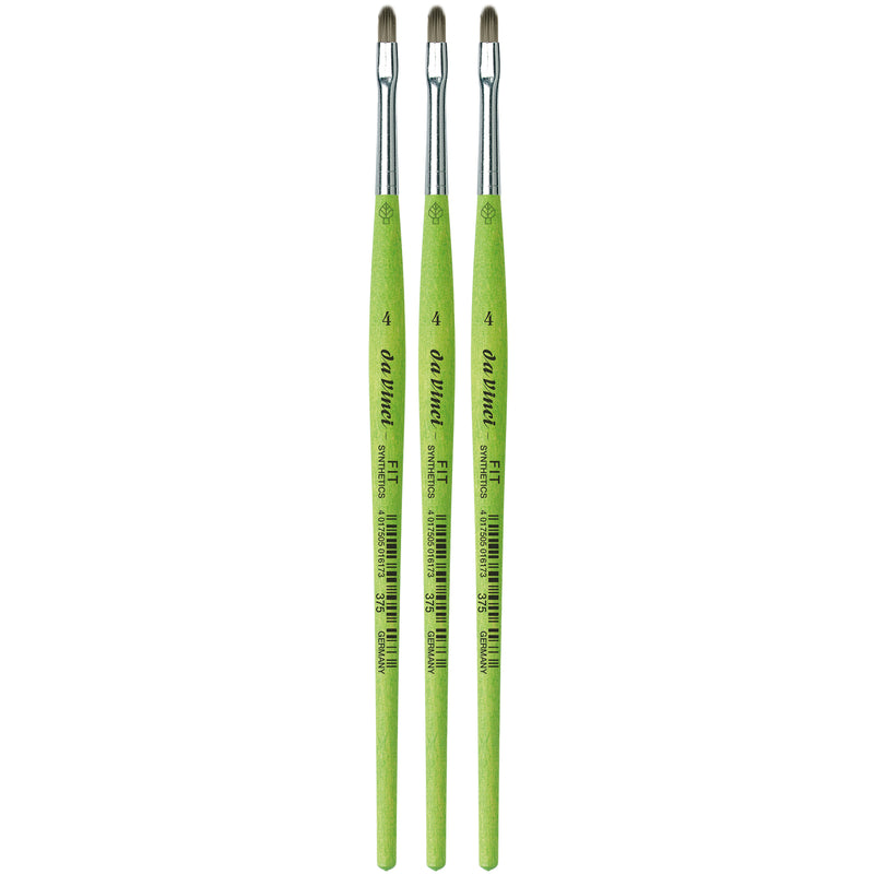FIT Synthetics Student Brush, Synthetic, Acrylic & Tempera, Filbert, Series 375, Size 4, Pack of 3