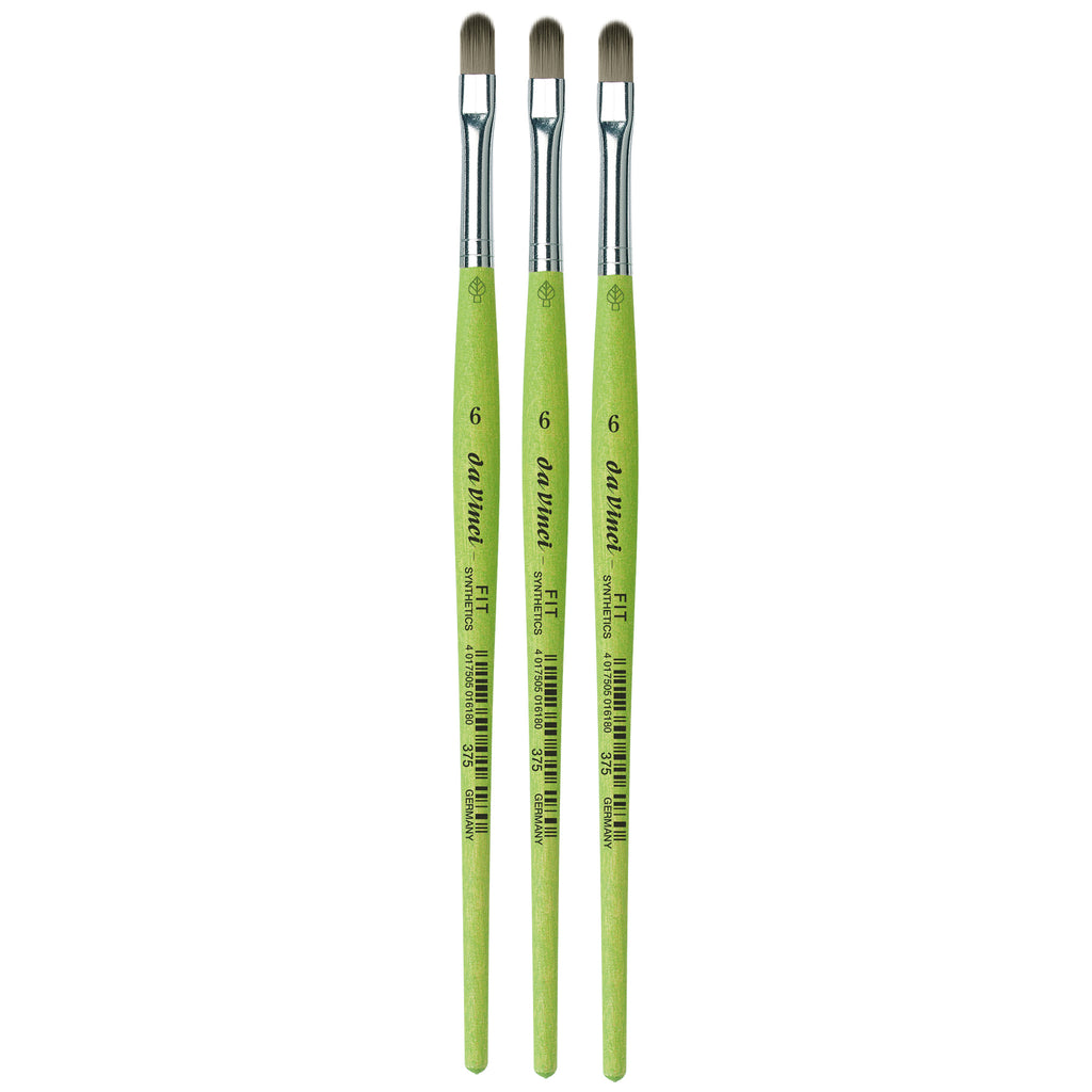 FIT Synthetics Student Brush, Synthetic, Acrylic & Tempera, Filbert, Series 375, Size 6, Pack of 3