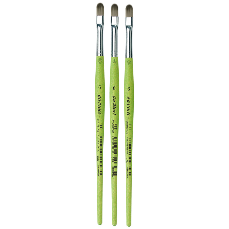 FIT Synthetics Student Brush, Synthetic, Acrylic & Tempera, Filbert, Series 375, Size 6, Pack of 3