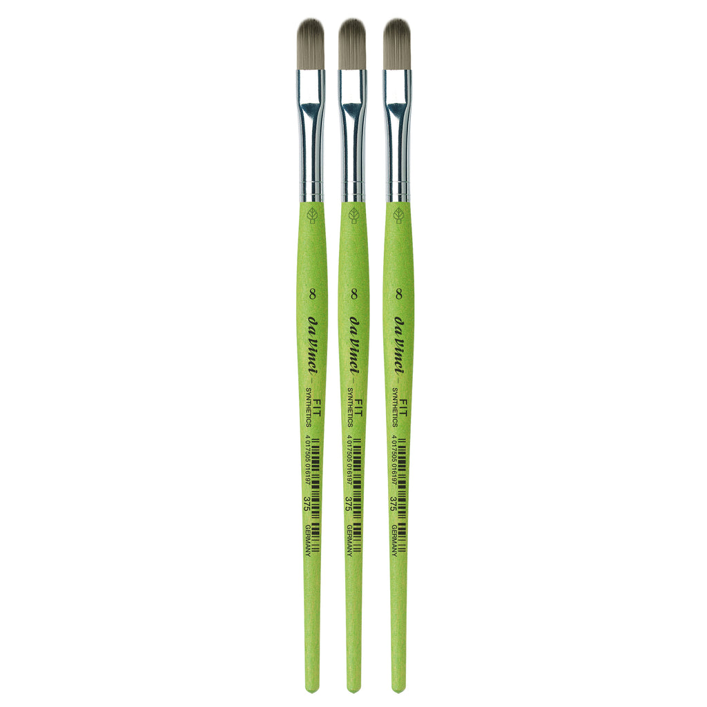 FIT Synthetics Student Brush, Synthetic, Acrylic & Tempera, Filbert, Series 375, Size 8, Pack of 3