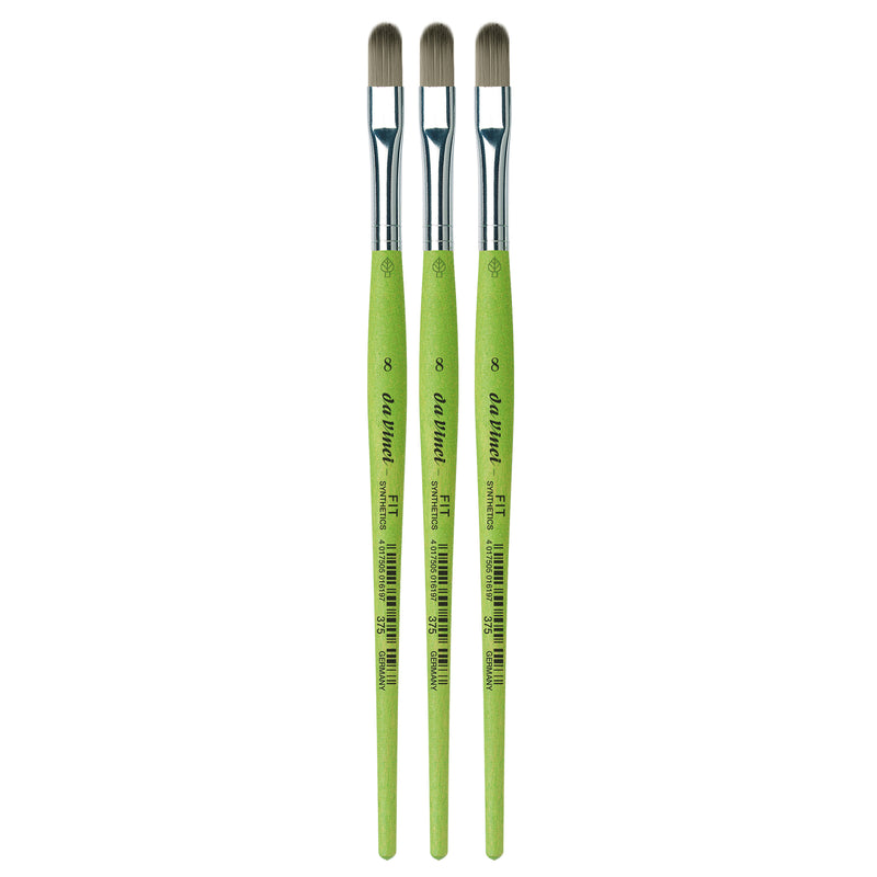 FIT Synthetics Student Brush, Synthetic, Acrylic & Tempera, Filbert, Series 375, Size 8, Pack of 3
