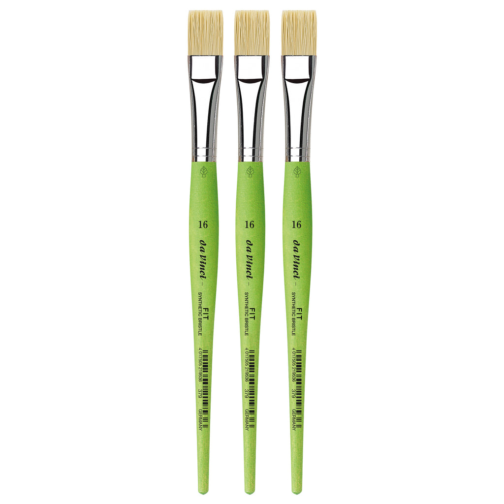 FIT Synthetics Student Brush, Synthetic, Acrylic & Oil, Flat, Series 379, Size 16, Pack of 3