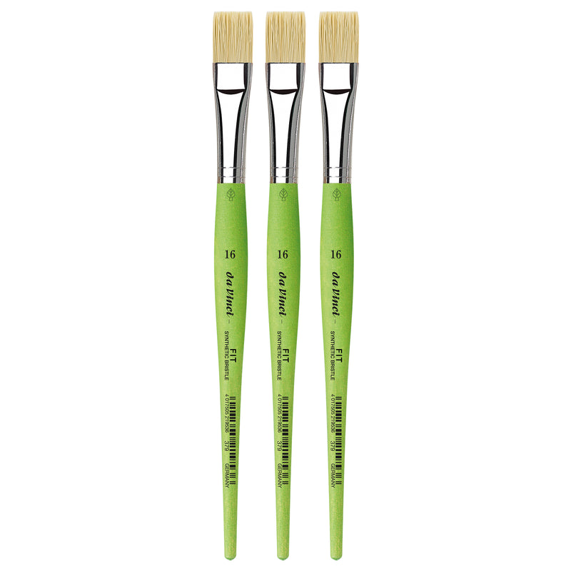 FIT Synthetics Student Brush, Synthetic, Acrylic & Oil, Flat, Series 379, Size 16, Pack of 3