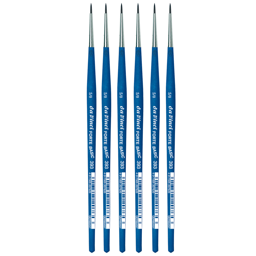 FORTE BASIC Student Brush, Synthetic, Acrylic, Round, Series 393, Size -5, Pack of 6
