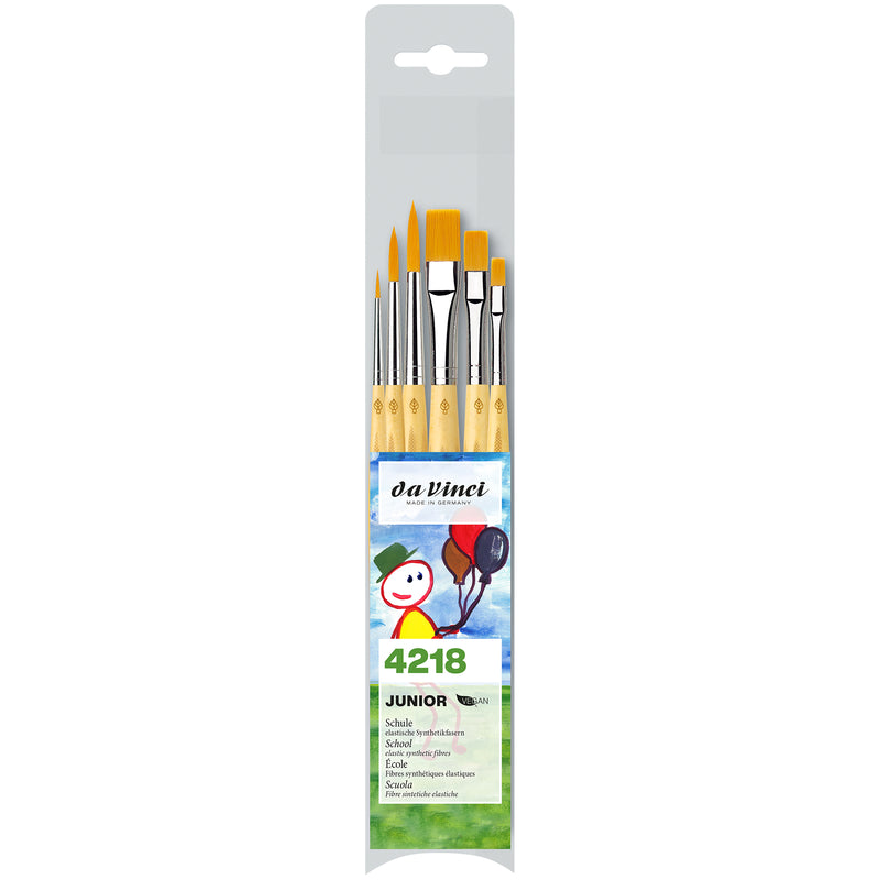 JUNIOR Synthetics Student Brushes, Synthetic, Acrylic & Tempera, Assorted, 6 Brush Set