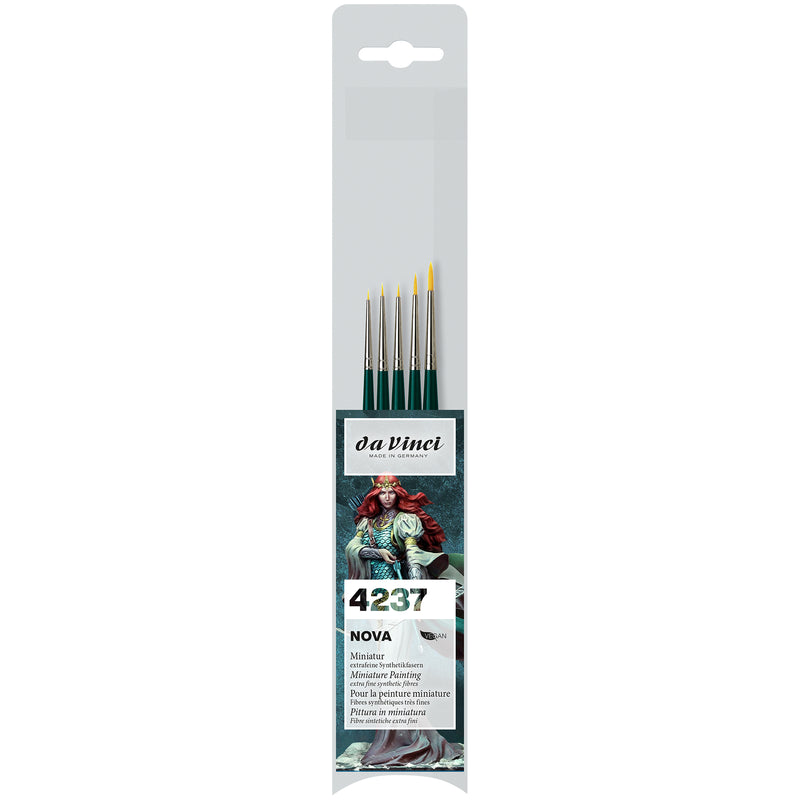 NOVA Miniature Brushes, Synthetic, All Paint Types, Round, Assorted, 5 Brush Set