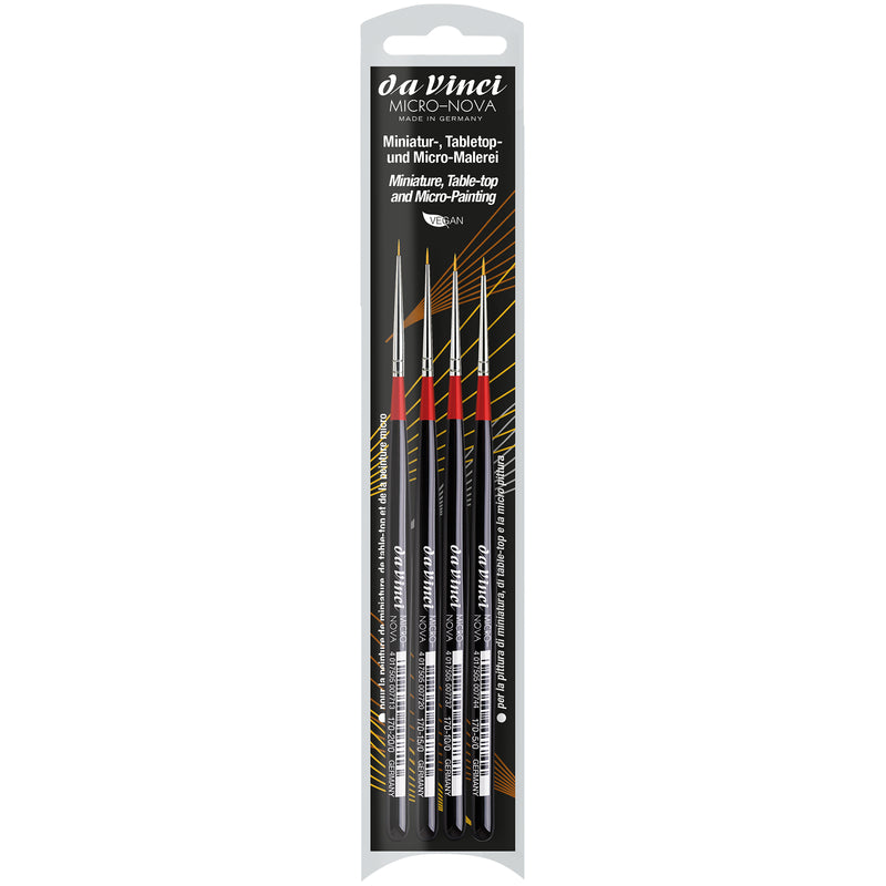 MICRO-NOVA Miniature Brushes, Synthetic, Acrylic & Oil, Round, Series 170, 4 Brush Set