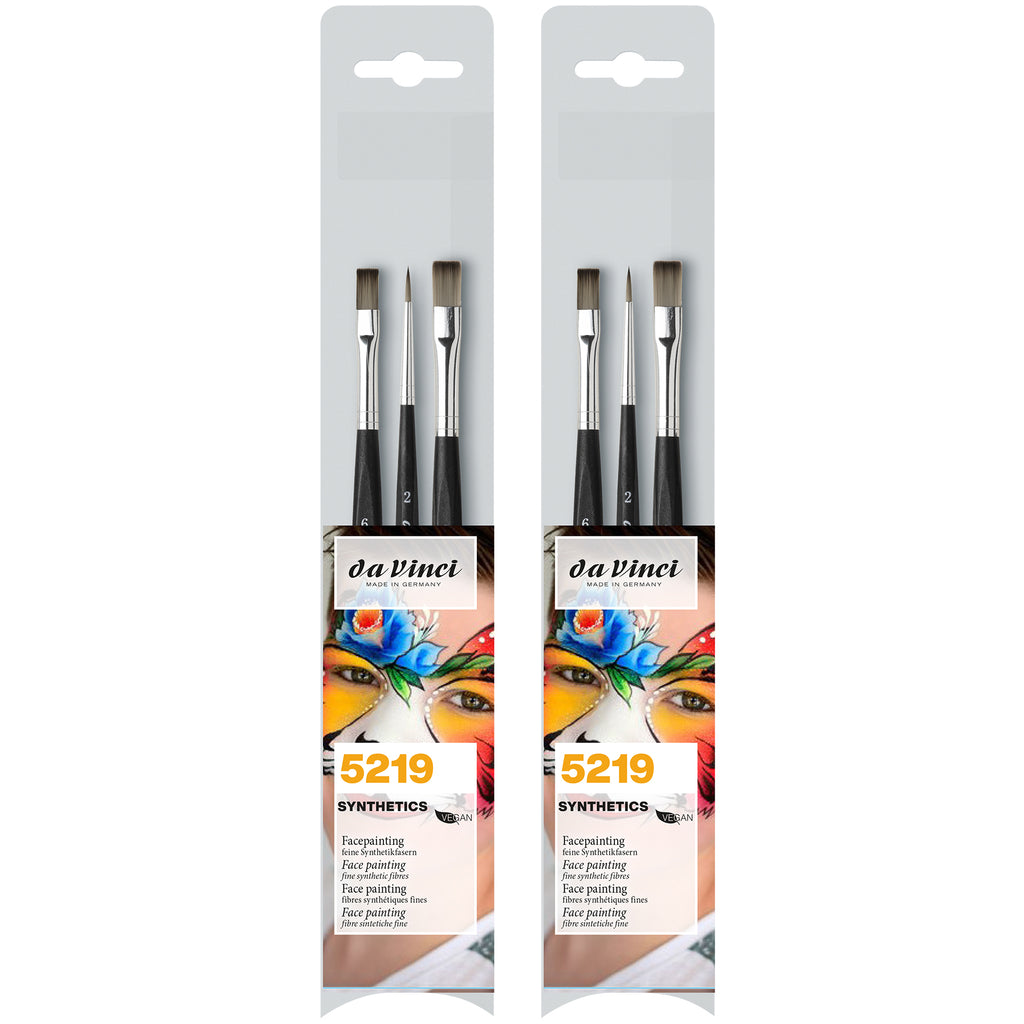 SYNTHETICS Facepainting Brushes, Acrylic & Tempera, Assorted, 3 Per Set, 2 Sets