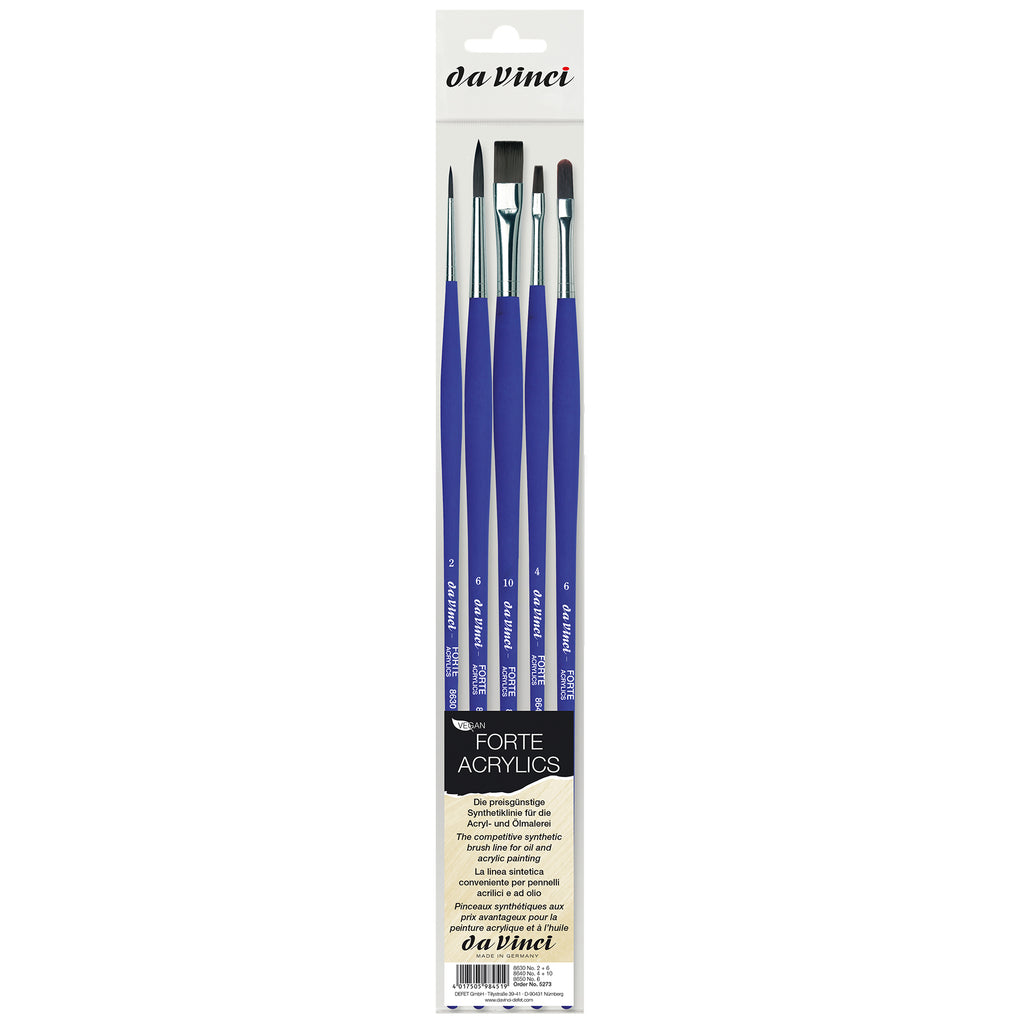 FORTE-Acrylics Student Brush, Synthetic, Acrylic & Oil, Assorted, 5 Brush Set