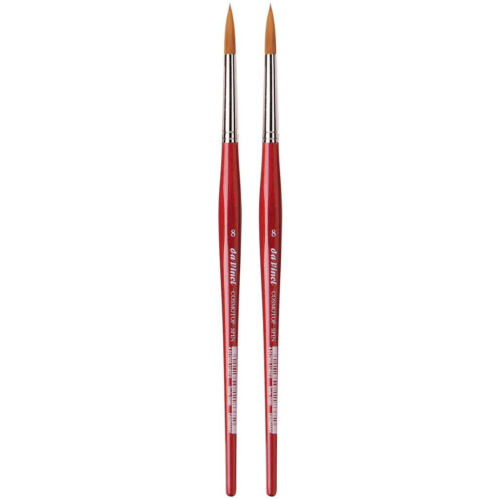 COSMOTOP-SPIN Silkpainting Brush, Synthetic, Watercolor, Round, Size 8, Pack of 2