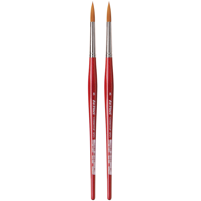 COSMOTOP-SPIN Silkpainting Brush, Synthetic, Watercolor, Round, Size 8, Pack of 2