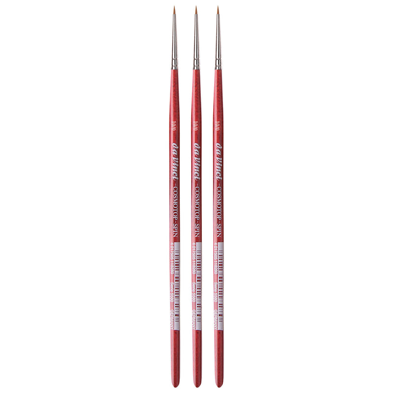 COSMOTOP-SPIN Silkpainting Brush, Synthetic, Watercolor, Round, Size -10, Pack of 3