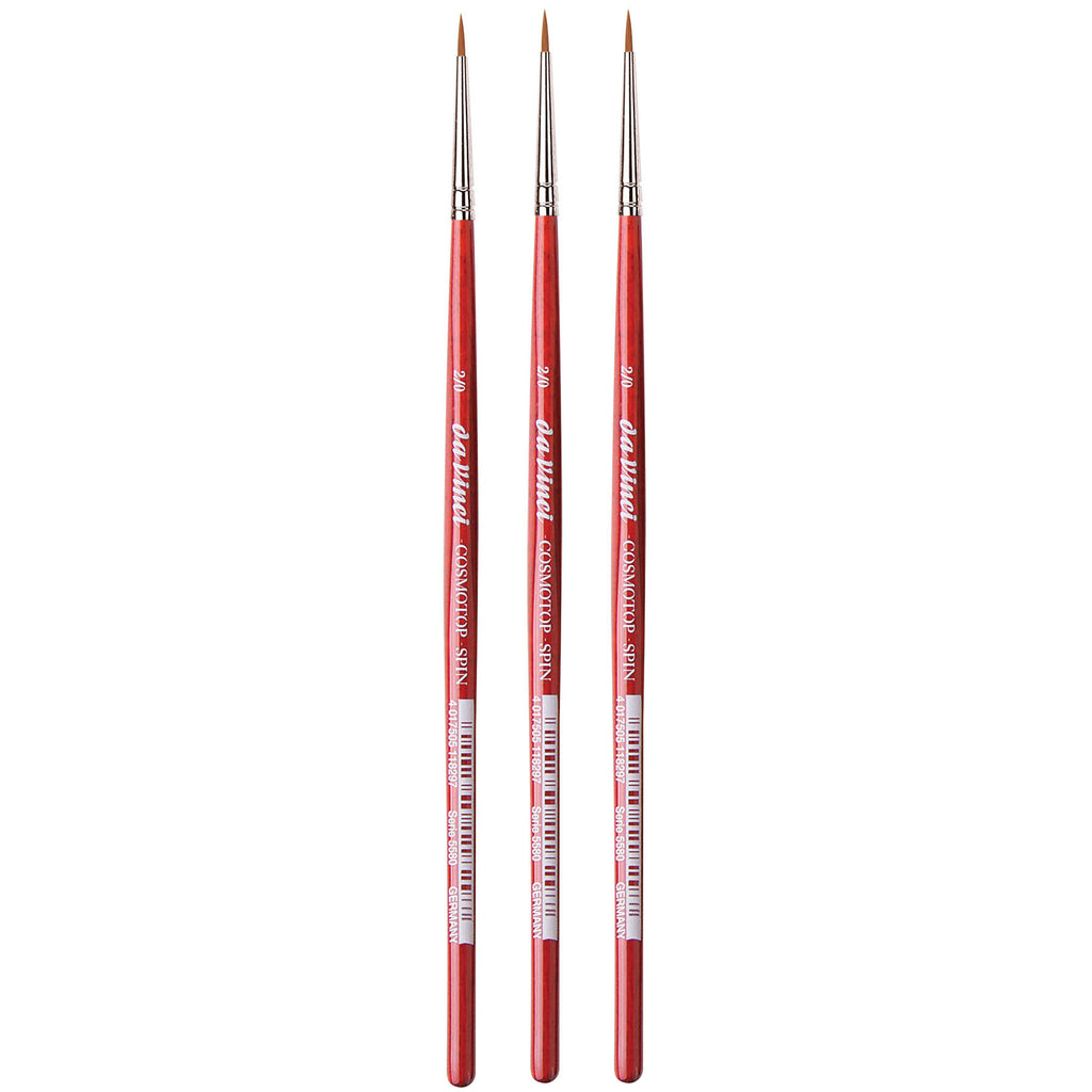COSMOTOP-SPIN Silkpainting Brush, Synthetic, Watercolor, Round, Size -2, Pack of 3
