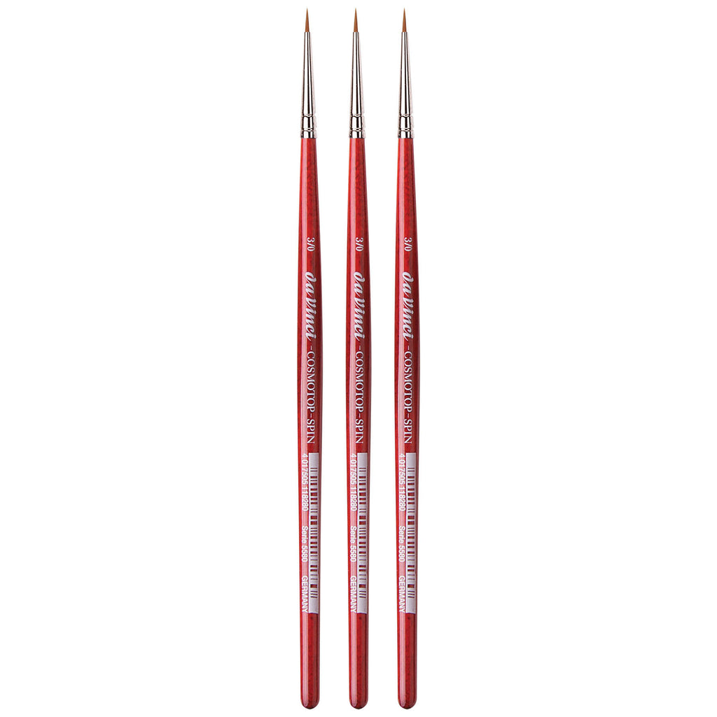 COSMOTOP-SPIN Silkpainting Brush, Synthetic, Watercolor, Round, Size -3, Pack of 3