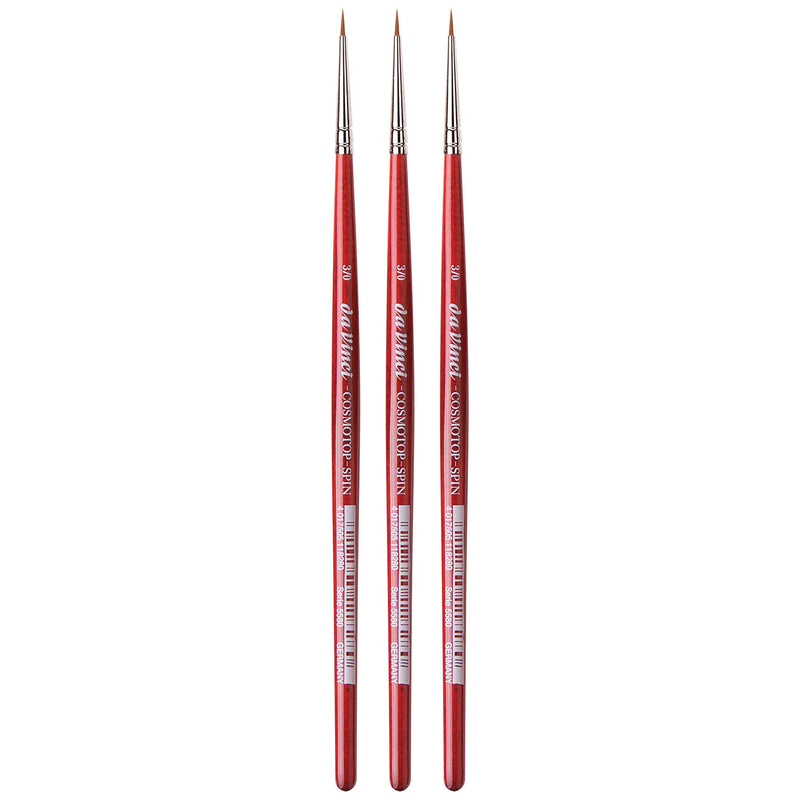 COSMOTOP-SPIN Silkpainting Brush, Synthetic, Watercolor, Round, Size -3, Pack of 3