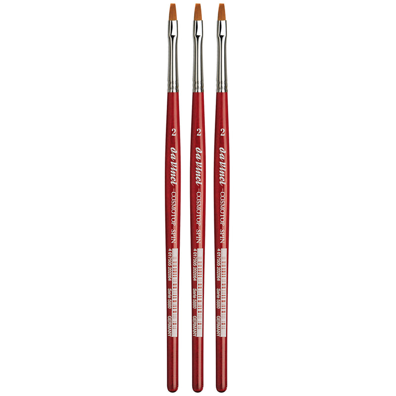 COSMOTOP-SPIN Silkpainting Brush, Synthetic, Watercolor, Flat, Size 2, Pack of 3
