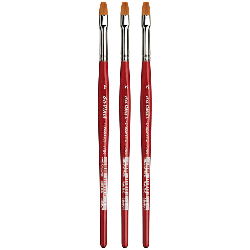 COSMOTOP-SPIN Silkpainting Brush, Synthetic, Watercolor, Flat, Size 6, Pack of 3