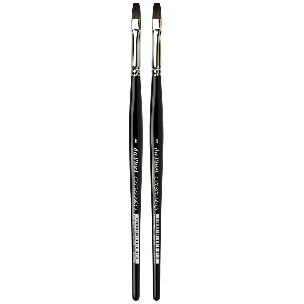 CASANEO Urban Sketching, Extra Soft Synthetic, Watercolor & Acrylic, Flat, Series 5898, Size 6, Pack of 2