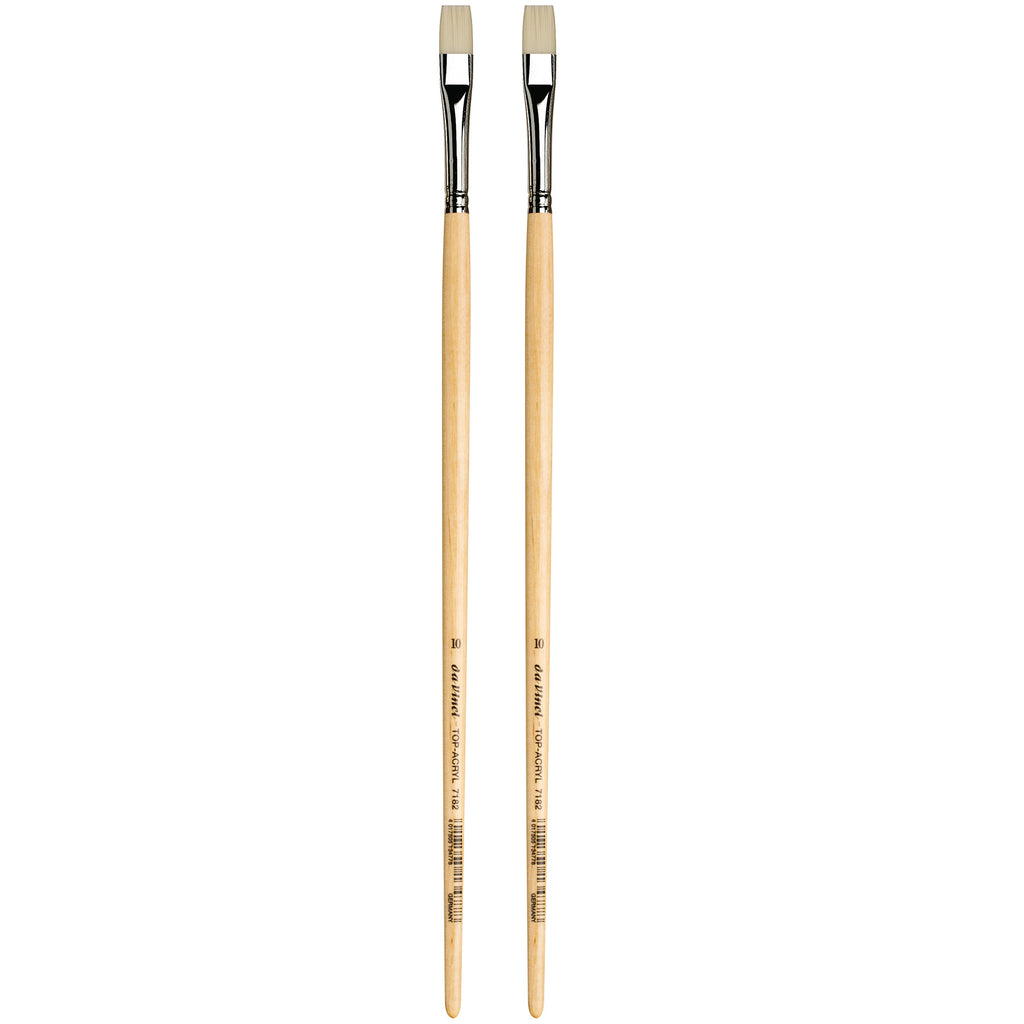 TOP-ACRYL Bright White Brush, Synthetic, Acrylic & Oil, Flat, Series 7182, Size 10, Pack of 2