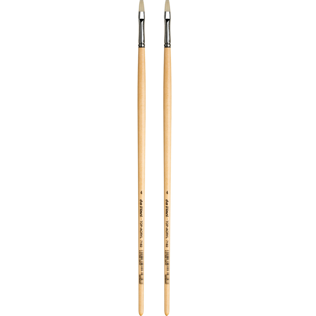 TOP-ACRYL Bright White Brush, Synthetic, Acrylic & Oil, Flat, Series 7182, Size 4, Pack of 2