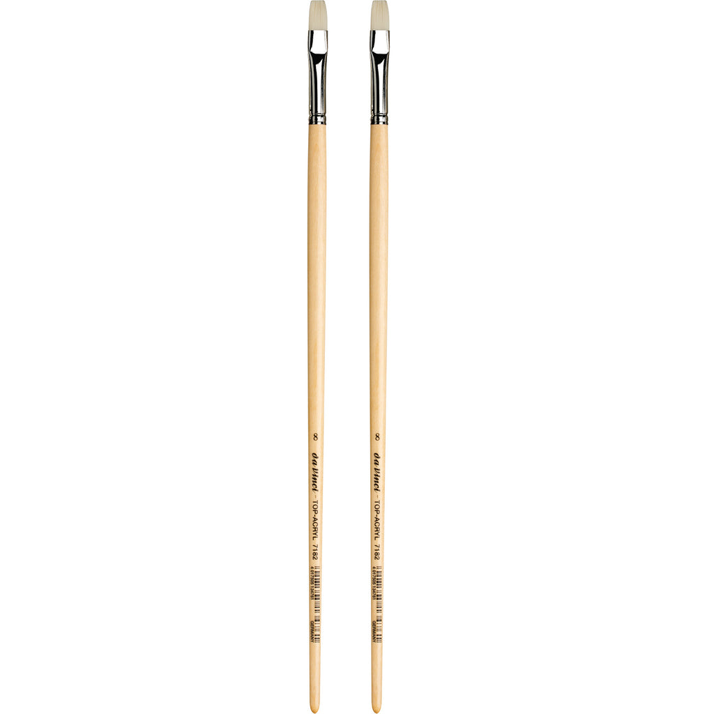TOP-ACRYL Bright White Brush, Synthetic, Acrylic & Oil, Flat, Series 7182, Size 8, Pack of 2