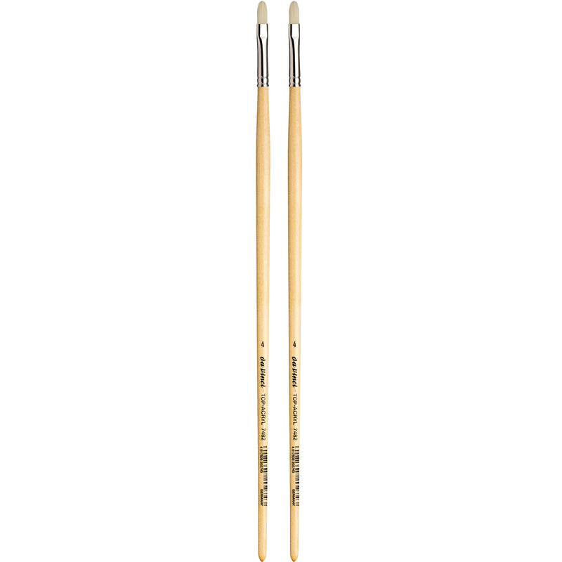 TOP-ACRYL White Brush, Synthetic, Acrylic & Oil, Filbert, Series 7482, Size 4, Pack of 2