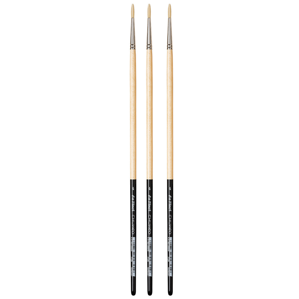 CHUNEO Synthetic Hog Bristle, Oil, Round, Series 7729, Size 4, Pack of 3