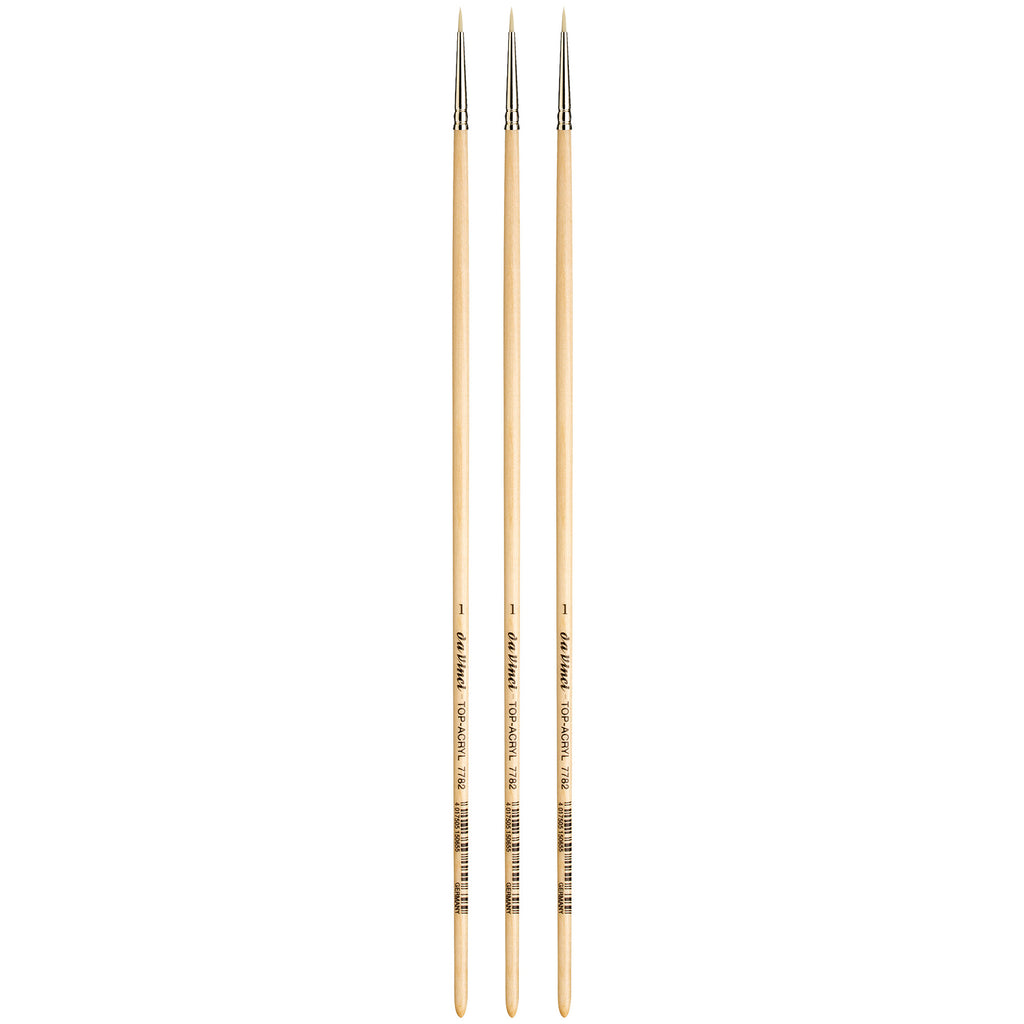 TOP-ACRYL White Brush, Synthetic, Acrylic & Oil, Round, Series 7782, Size 1, Pack of 3