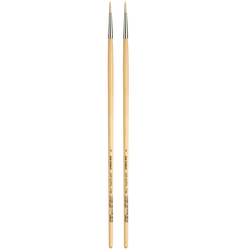 TOP-ACRYL White Brush, Synthetic, Acrylic & Oil, Round, Series 7782, Size 4, Pack of 2