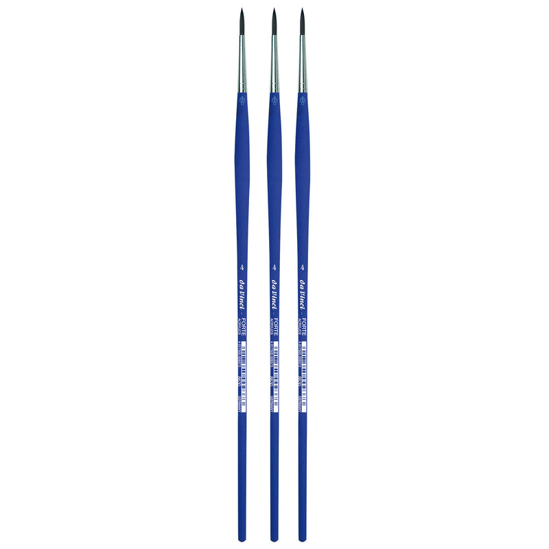 FORTE-Acrylics Student Brush, Synthetic, Acrylic & Oil, Round, Series 8630, Size 4, Pack of 3