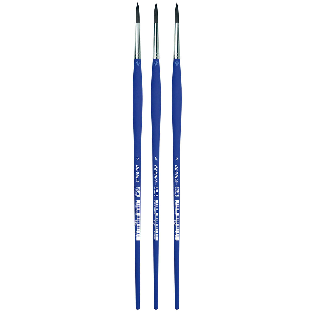 FORTE-Acrylics Student Brush, Synthetic, Acrylic & Oil, Round, Series 8630, Size 6, Pack of 3
