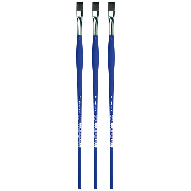 FORTE-Acrylics Student Brush, Synthetic, Acrylic & Oil, Flat, Series 8640, Size 10, Pack of 3