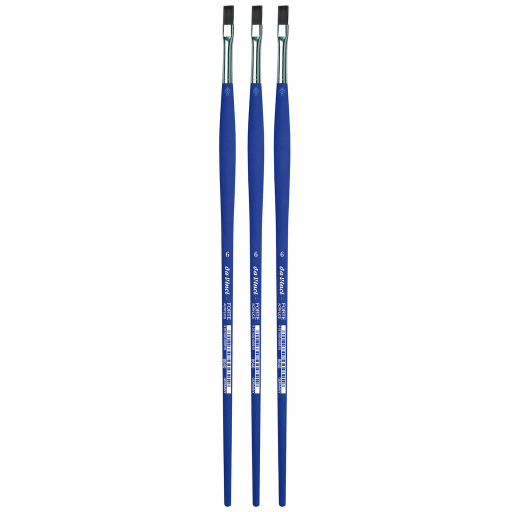 FORTE-Acrylics Student Brush, Synthetic, Acrylic & Oil, Flat, Series 8640, Size 6, Pack of 3