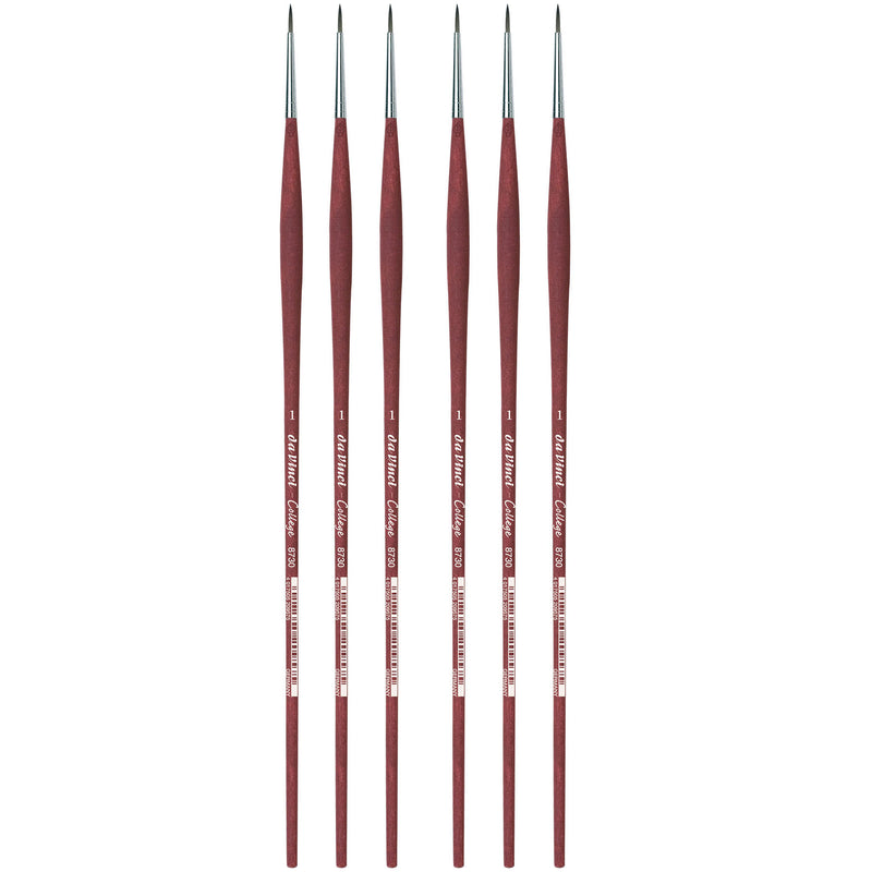 COLLEGE Student Brush, Synthetic, Acrylic & Oil, Round, Series 8730, Size 1, Pack of 6