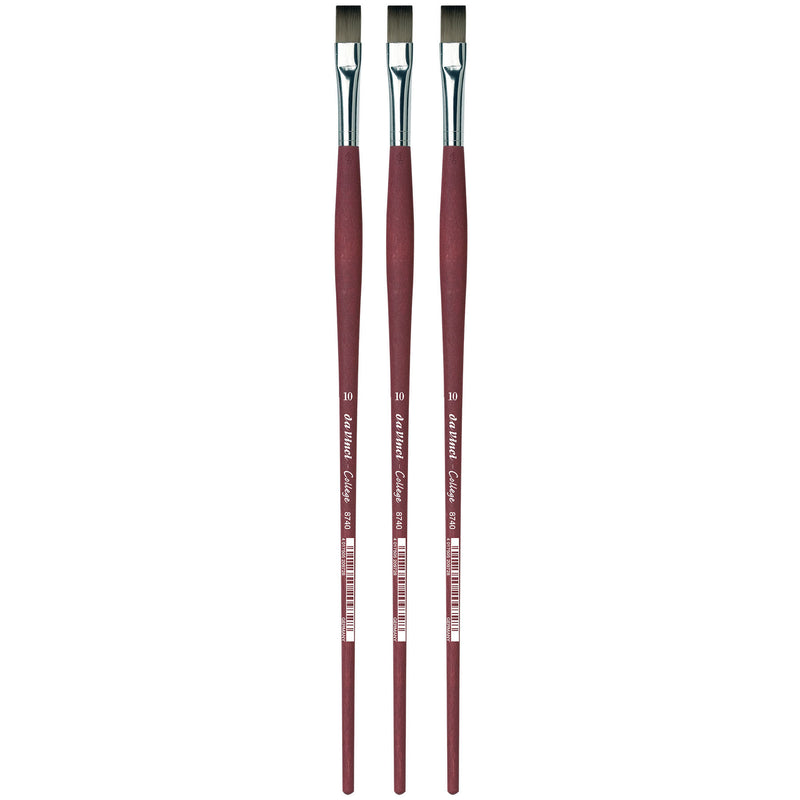 COLLEGE Student Brush, Synthetic, Acrylic & Oil, Flat, Series 8740, Size 10, Pack of 3