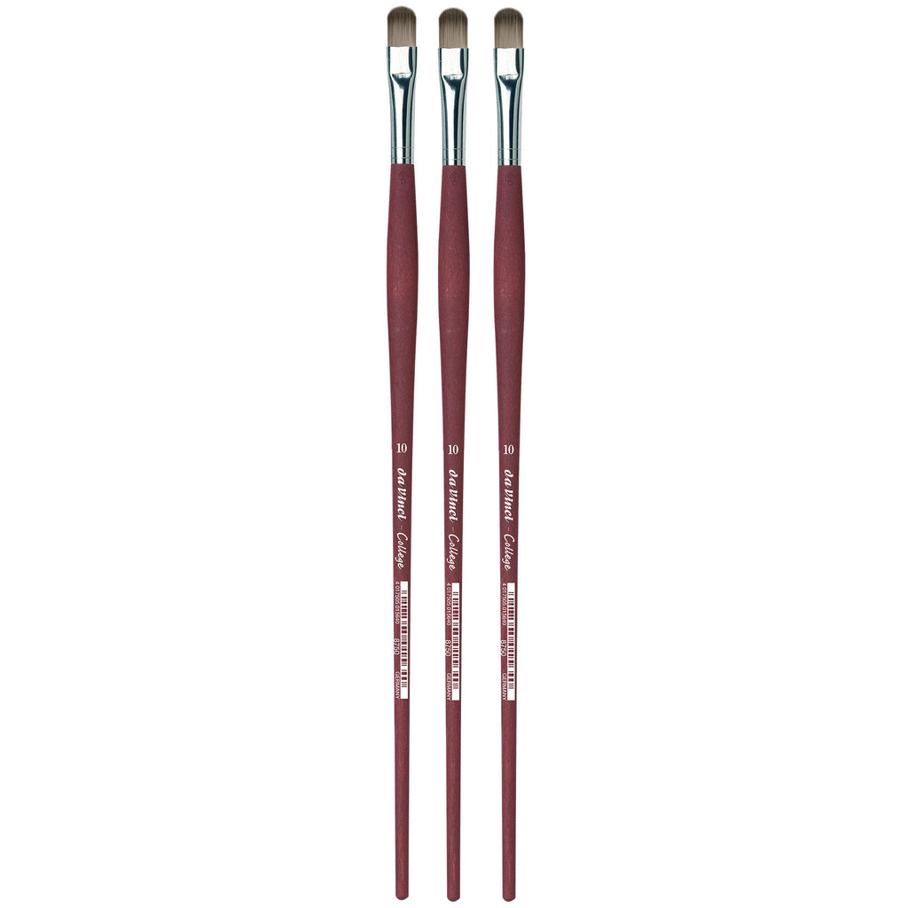 COLLEGE Student Brush, Synthetic, Acrylic & Oil, Filbert, Series 8750, Size 10, Pack of 3