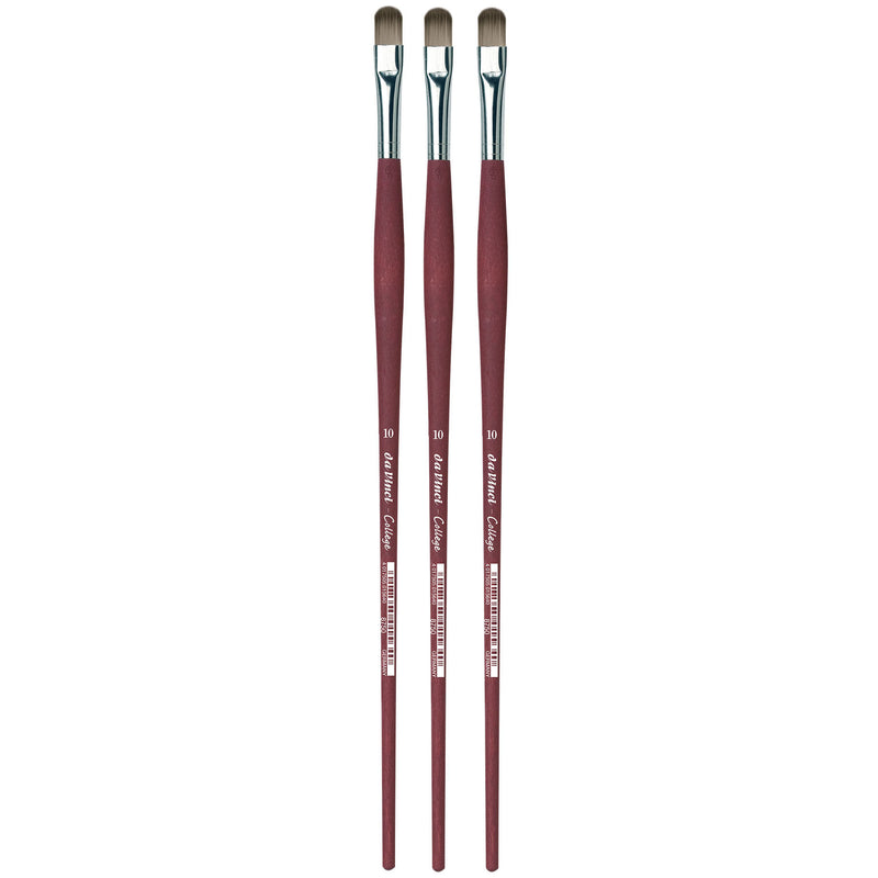 COLLEGE Student Brush, Synthetic, Acrylic & Oil, Filbert, Series 8750, Size 10, Pack of 3