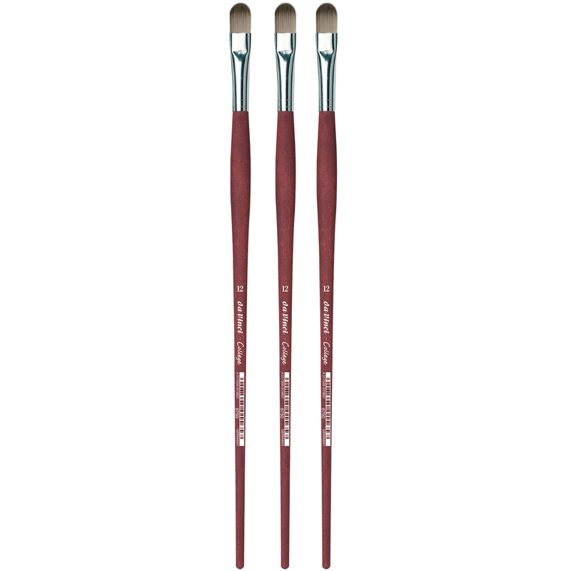 COLLEGE Student Brush, Synthetic, Acrylic & Oil, Filbert, Series 8750, Size 12, Pack of 3