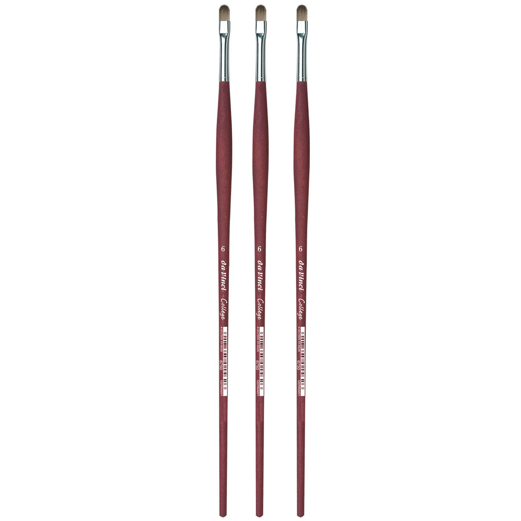 COLLEGE Student Brush, Synthetic, Acrylic & Oil, Filbert, Series 8750, Size 6, Pack of 3