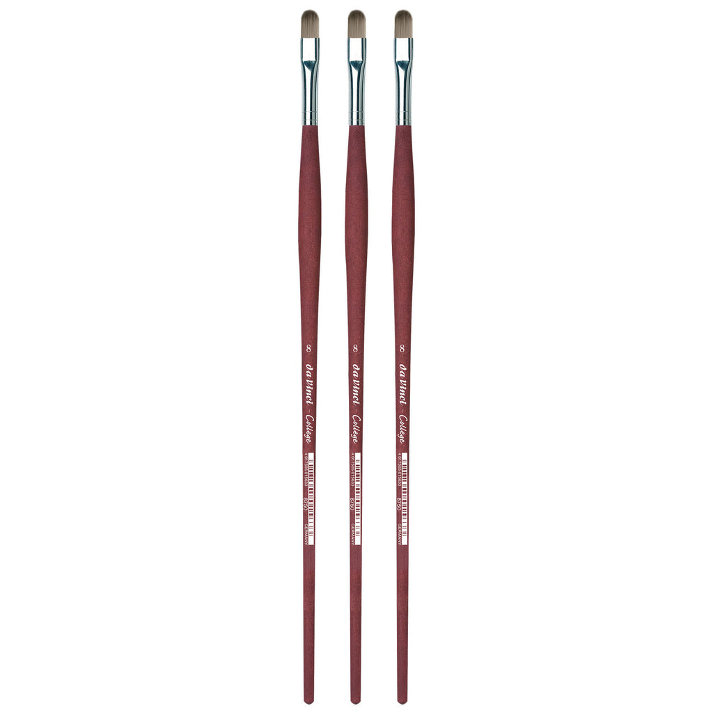 COLLEGE Student Brush, Synthetic, Acrylic & Oil, Filbert, Series 8750, Size 8, Pack of 3