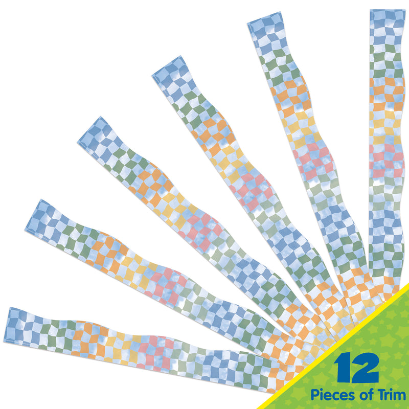 Rainbow Checkered Sky Deco Trim Extra Wide