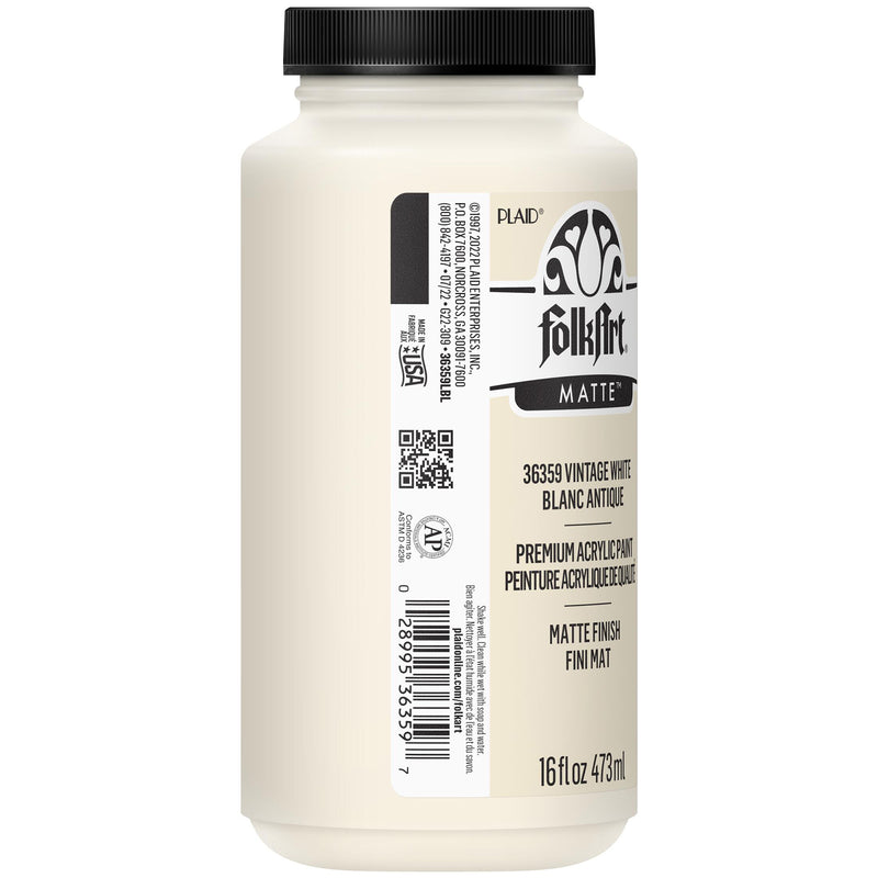 Acrylic Paint Matte Vintag Wht 16oz Folkart