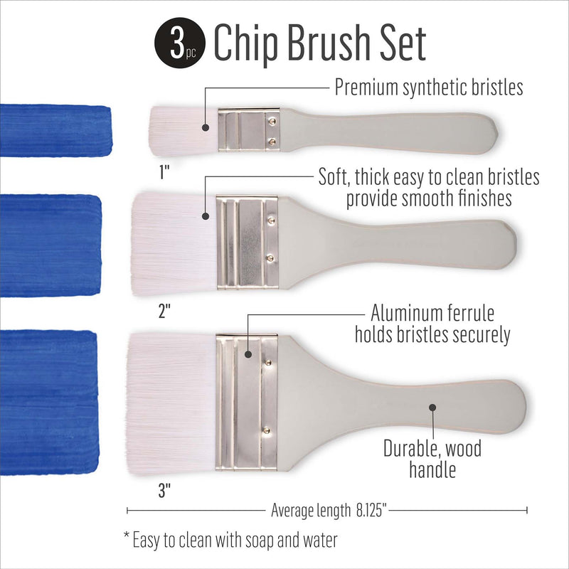 Folkart Chip Brushes 3ct Wht Nylon