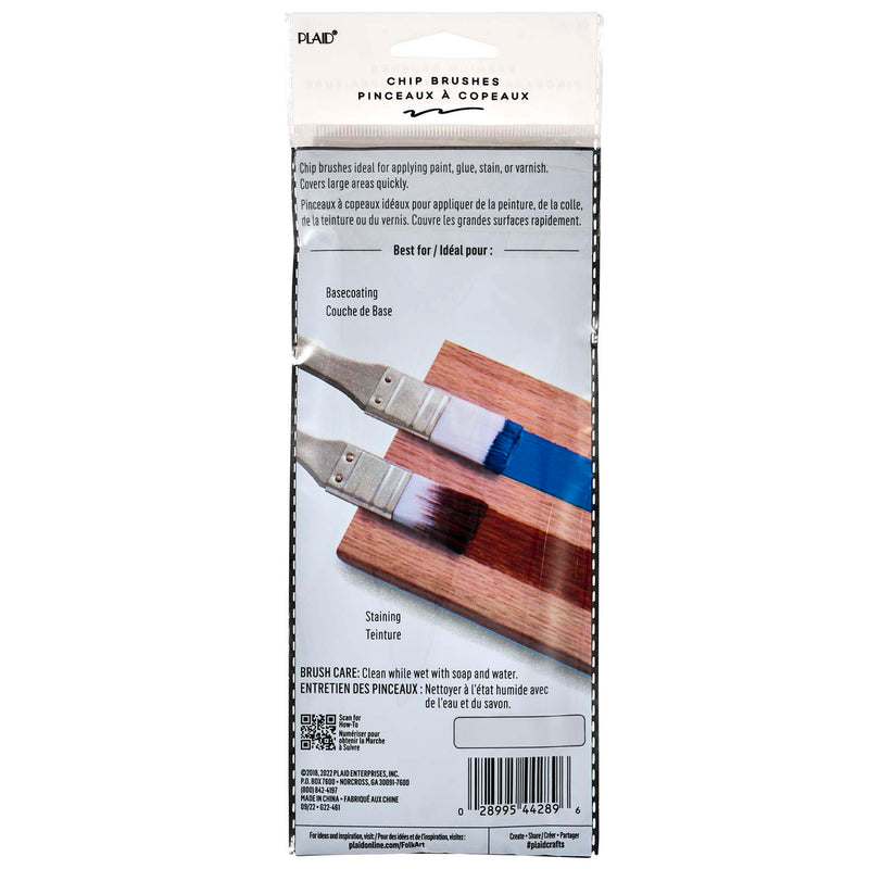 Folkart Chip Brushes 3ct Wht Nylon