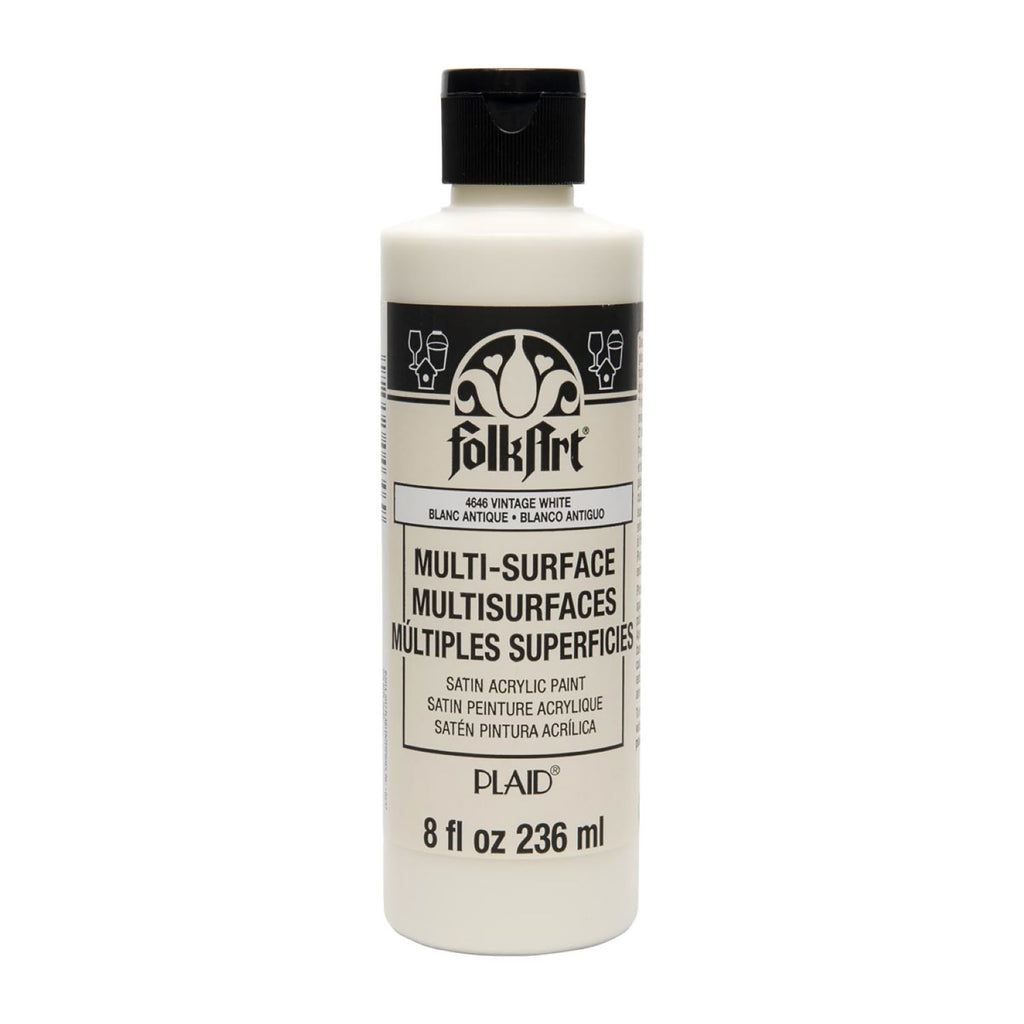Acrylic Paint Satin Vintage Wht 8oz Folkart Multisurface