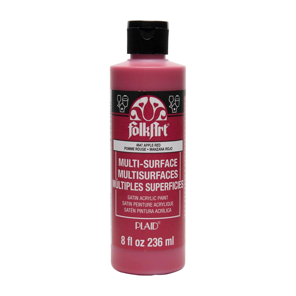 Acrylic Paint Satin Apple Red 8oz Folkart Multisurface