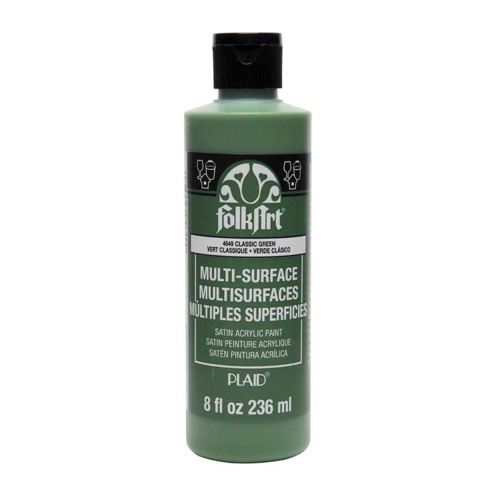 Acrylic Paint Satin Classic Grn 8oz Folkart Multisurface