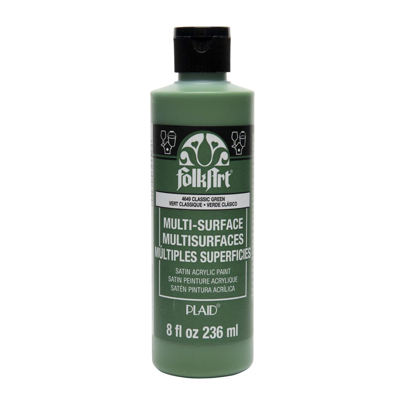 Acrylic Paint Satin Classic Grn 8oz Folkart Multisurface