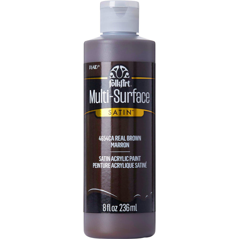 Acrylic Paint Satin Real Brown 8oz Folkart Multisurface